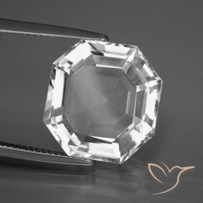 Quarzo Bianco trasparente naturale da 11.90 ct, Ottagonale / Taglio smeraldo, VVS