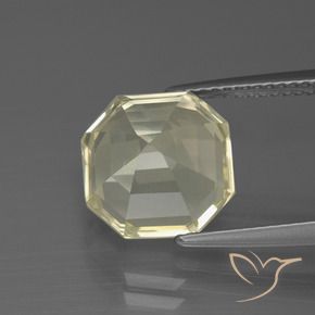 Quarzo Giallo pallido naturale da 5.08 ct, Ottagonale / Taglio smeraldo, VVS-VS