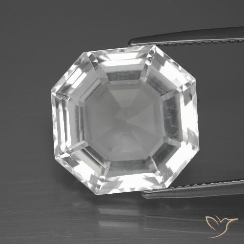 12.10ct Naturale Bianco trasparente Quarzo, Taglio smeraldo, VVS