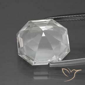 Quarzo Bianco trasparente naturale da 12.10 ct, Ottagonale / Taglio smeraldo, VVS