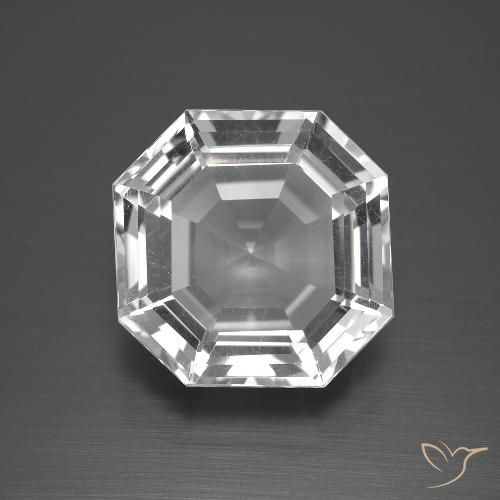 12.93ct Naturale Bianco trasparente Quarzo, Taglio smeraldo, VVS