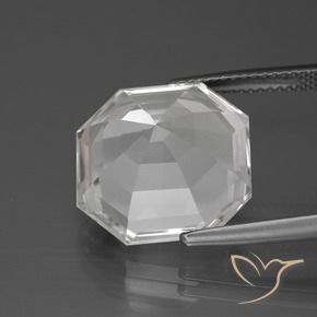 Quarzo Bianco trasparente naturale da 12.93 ct, Ottagonale / Taglio smeraldo, VVS