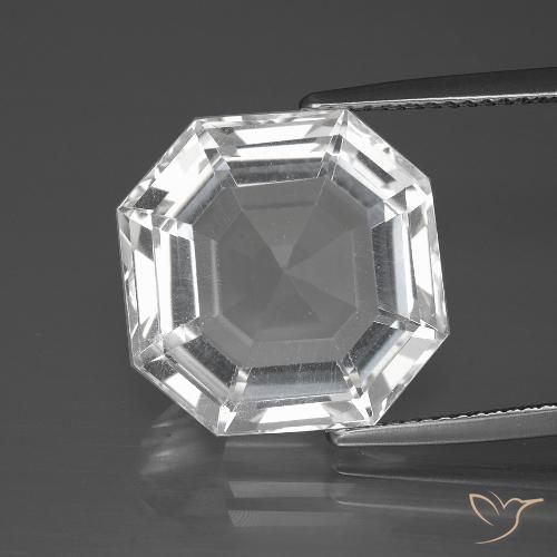 12.26ct Naturale Bianco trasparente Quarzo, Taglio smeraldo, VVS-VS