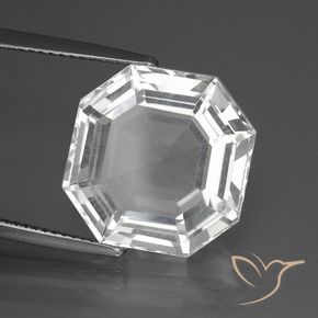 Quarzo Bianco trasparente naturale da 12.26 ct, Ottagonale / Taglio smeraldo, VVS-VS