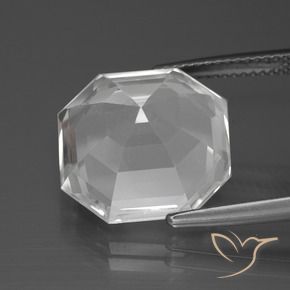 Quarzo Bianco trasparente naturale da 12.26 ct, Ottagonale / Taglio smeraldo, VVS-VS