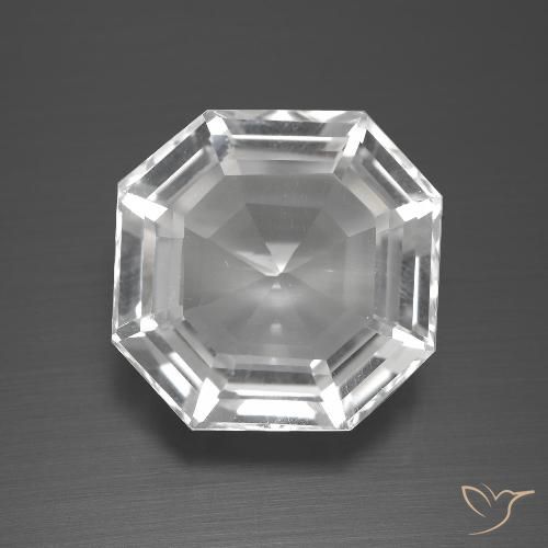 12.29ct Naturale Bianco trasparente Quarzo, Taglio smeraldo, VVS-VS