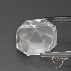 Quarzo Bianco trasparente naturale da 12.29 ct, Ottagonale / Taglio smeraldo, VVS-VS