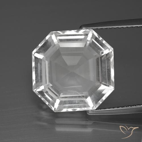 12.34ct Naturale Bianco trasparente Quarzo, Taglio smeraldo, VVS
