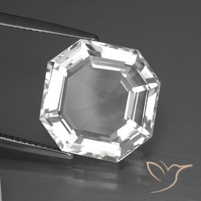 Quarzo Bianco trasparente naturale da 12.34 ct, Ottagonale / Taglio smeraldo, VVS
