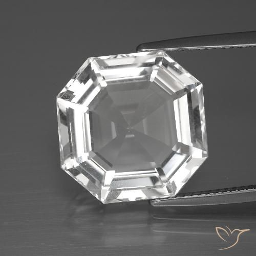12.21ct Naturale Bianco trasparente Quarzo, Taglio smeraldo, VVS