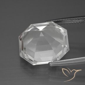 Quarzo Bianco trasparente naturale da 12.21 ct, Ottagonale / Taglio smeraldo, VVS