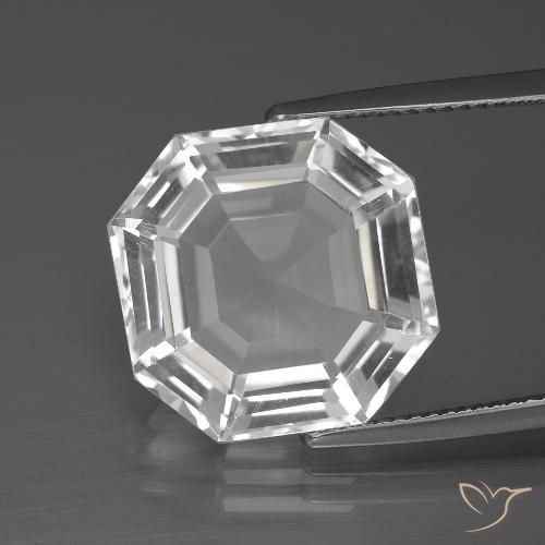 12.51ct Naturale Bianco trasparente Quarzo, Taglio smeraldo, VVS