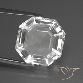 Quarzo Bianco trasparente naturale da 12.51 ct, Ottagonale / Taglio smeraldo, VVS