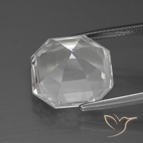 Quarzo Bianco trasparente naturale da 12.51 ct, Ottagonale / Taglio smeraldo, VVS