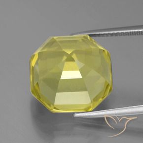 Quarzo Giallo chiaro naturale da 17.33 ct, Ottagonale / Taglio smeraldo, VVS-VS