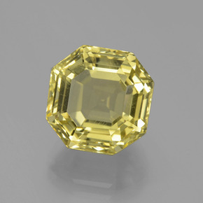 Quarzo naturale giallo da 7,70 ct, taglio smeraldo, VS