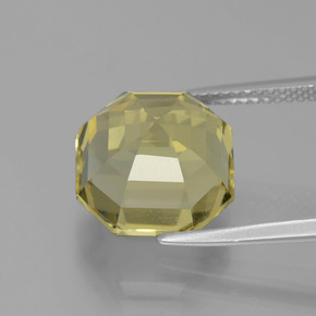 Quarzo naturale giallo da 7,70 ct, taglio smeraldo, VS