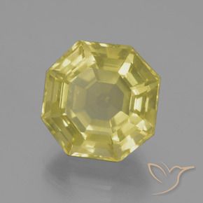 Quarzo Giallo pallido naturale da 9.13 ct, Ottagonale / Taglio smeraldo, VVS-VS