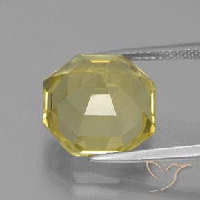 Quarzo Giallo pallido naturale da 9.13 ct, Ottagonale / Taglio smeraldo, VVS-VS