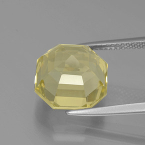Quarzo naturale giallo da 7,94 ct, taglio smeraldo, VVS