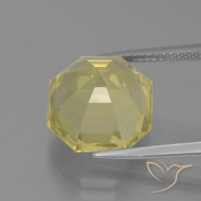 Quarzo Giallo molto pallido naturale da 8.23 ct, Ottagonale / Taglio smeraldo, VVS