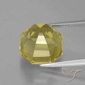 Quarzo Giallo chiaro naturale da 11.39 ct, Ottagonale / Taglio smeraldo, VVS-VS