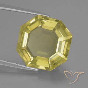 Quarzo Giallo Ananas Chiaro naturale da 11.80 ct, Ottagonale / Taglio smeraldo, VVS-VS
