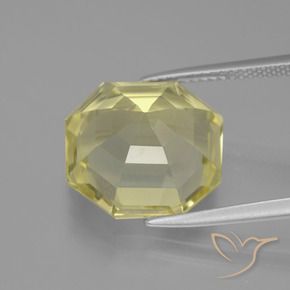 Quarzo Giallo pallido naturale da 10.06 ct, Ottagonale / Taglio smeraldo, VVS-VS