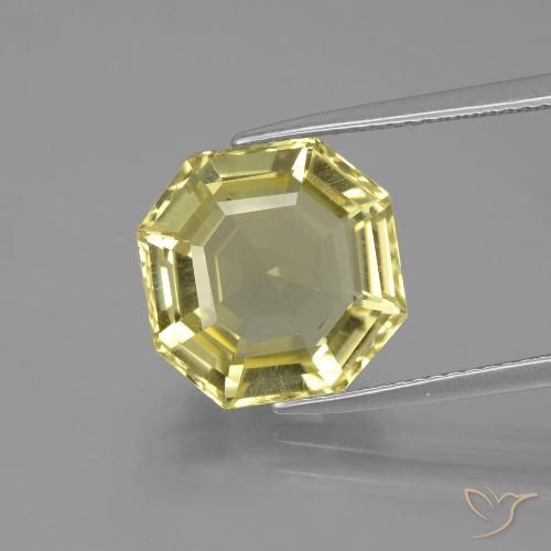 6.81ct Naturale Giallo chiaro Quarzo, Taglio smeraldo, VVS-VS
