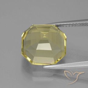 Quarzo Giallo pallido naturale da 7.03 ct, Ottagonale / Taglio smeraldo, VVS-VS
