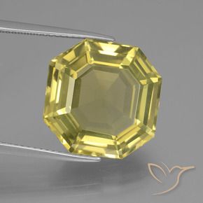Quarzo Giallo Ananas naturale da 13.72 ct, Ottagonale / Taglio smeraldo, VVS