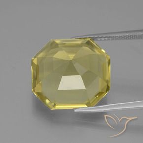 Quarzo Giallo Ananas naturale da 13.72 ct, Ottagonale / Taglio smeraldo, VVS