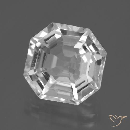 Quarzo naturale bianco da 8,22 ct, taglio smeraldo, VVS