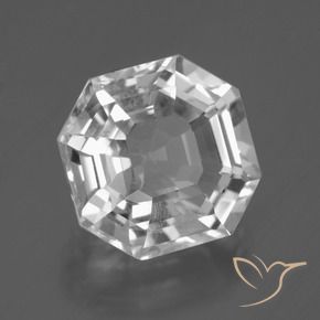 Quarzo naturale bianco da 8,22 ct, taglio smeraldo, VVS