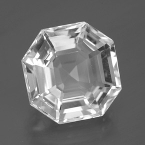 Quarzo bianco naturale da 11,67 ct, taglio smeraldo, VVS