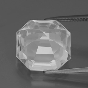 Quarzo bianco naturale da 11,67 ct, taglio smeraldo, VVS