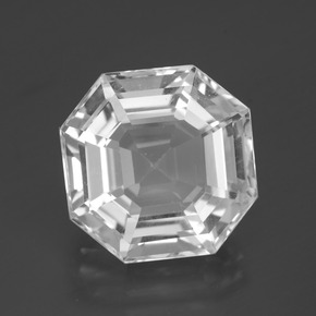 Quarzo naturale bianco da 13,16 ct, taglio smeraldo, VVS