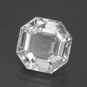 Quarzo naturale bianco da 13,16 ct, taglio smeraldo, VVS