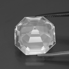Quarzo naturale bianco da 13,16 ct, taglio smeraldo, VVS