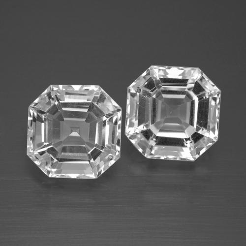 Gemme di Quarzo Bianco trasparente naturale da 7.69 ct, Taglio smeraldo, VVS