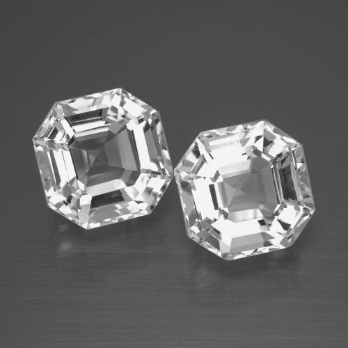 Gemme di Quarzo Bianco trasparente naturale da 7.69 ct, Taglio smeraldo, VVS