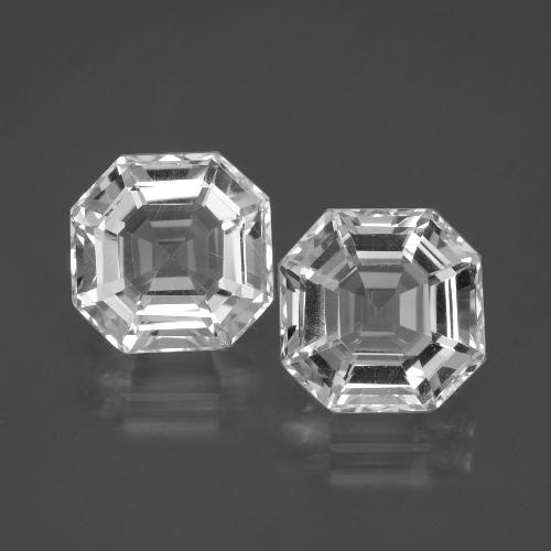 Gemme di Quarzo Bianco trasparente naturale da 9.79 ct, Taglio smeraldo, VVS-VS