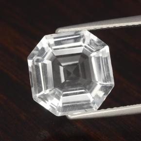 Quarzo naturale bianco da 4,57 ct, taglio smeraldo, VVS