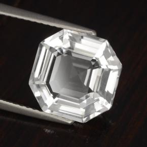 Quarzo naturale bianco da 4,57 ct, taglio smeraldo, VVS