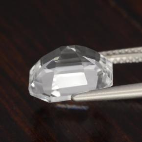 Quarzo naturale bianco da 4,57 ct, taglio smeraldo, VVS