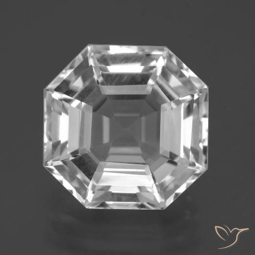 11.00ct Naturale Bianco trasparente Quarzo, Taglio smeraldo, VVS-VS