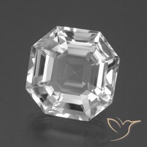 Quarzo naturale bianco da 10,48 ct, taglio smeraldo, VVS-VS
