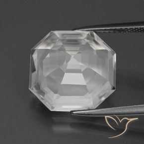 Quarzo Bianco trasparente naturale da 9.73 ct, Ottagonale / Taglio smeraldo, VVS-VS