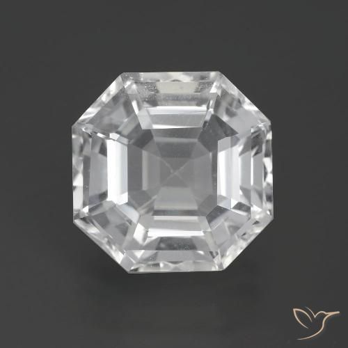 11.12ct Naturale Bianco trasparente Quarzo, Taglio smeraldo, VVS-VS