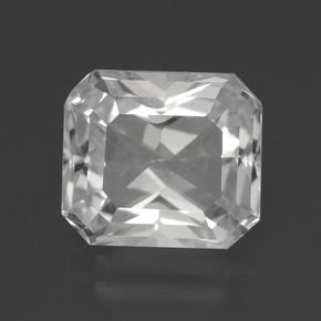 Quarzo naturale bianco da 5,25 ct, taglio smeraldo, VS
